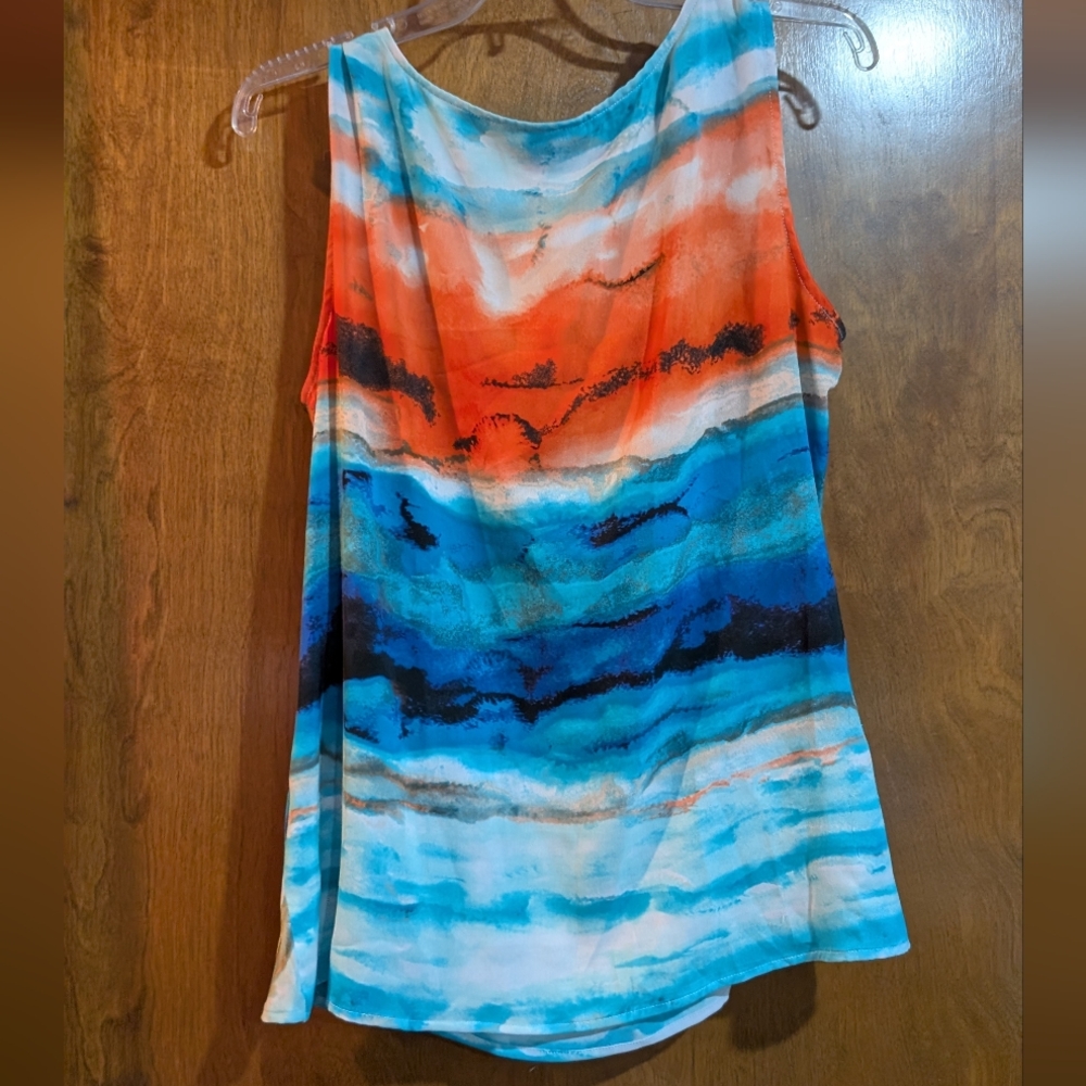 Worthington Vibrant Sleeveless Cowl Neck Top L - Picture 3 of 4